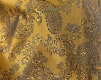 Paisley Design Gold and Black Viscose/Acetate Jacquard Lining/Made in İtaly