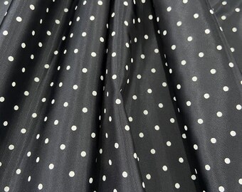 Navy Viscose Lining Fabric: White Polka Dot Print, Italian Tailor Fabric