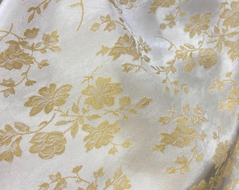 Floral Jacquard Lining Fabric: Viscose Acetate Satin, Made in Italy