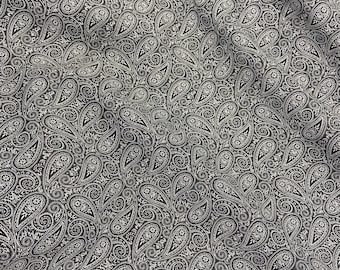Black and White Paisley Cupro Lining Fabric - Italian Inkjet Print