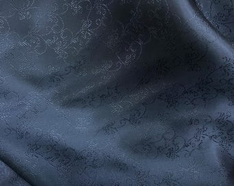 Black Cupro Jacquard Lining Fabric: 140cm Wide, Made in Italy