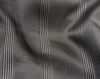 Striped Viscose Acetate Lining Fabric: Black & Grey Jacquard, Made in Italy