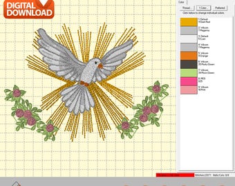 Dove Embroidery Design: Holy Spirit Religious Machine File (Digital Download)