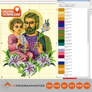 Saint Joseph and Jesus Christ Embroidery Machine file/ Sai Giuseppe File ricamo/ Saint Joseph Religious machine file/ Church/ Embroidery