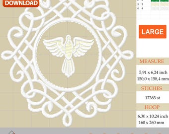Holy Spirit Embroidery Design, Religious Dove Machine File (Digital Download)
