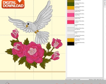 Dove Embroidery Design: Holy Spirit, Floral (Digital Download)