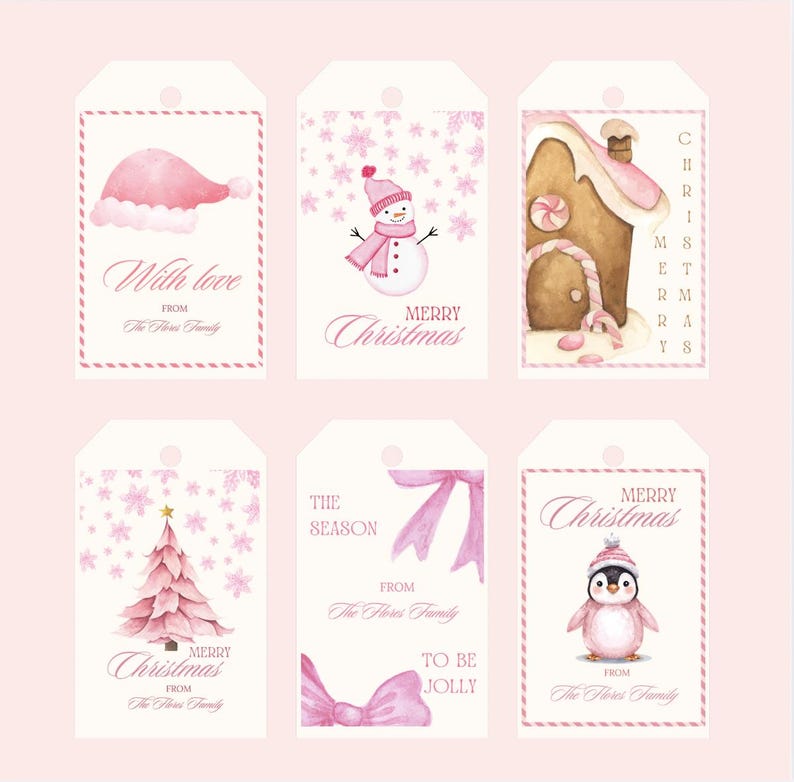 Pink Christmas Gift Tags Printable | Pink-mas Holiday Tags | Cute ...