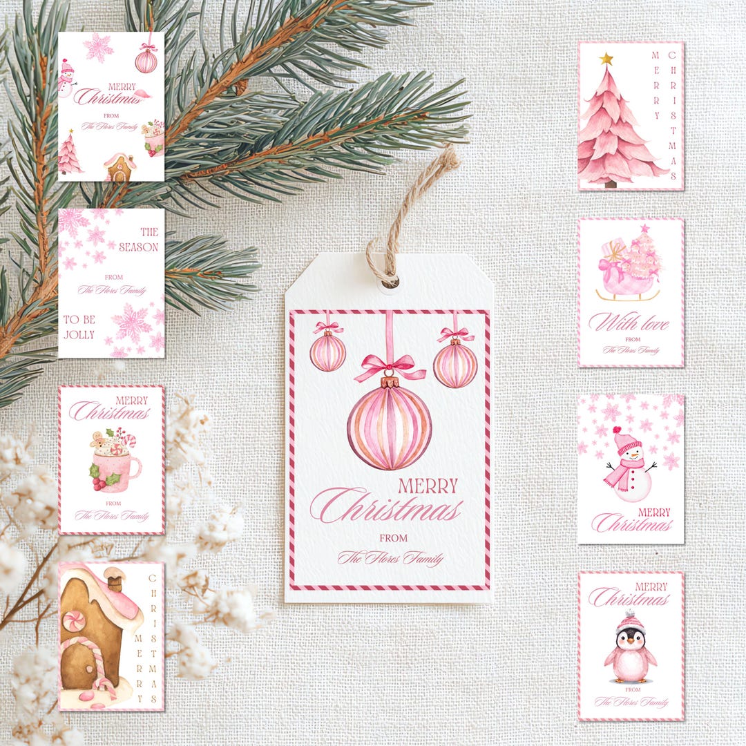 Pink Christmas Gift Tags Printable | Pink-mas Holiday Tags | Cute ...