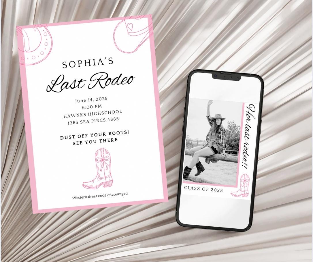 Last Rodeo Graduation Invitation | Western Grad Party Invite | Editable ...