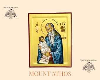 聖スティリアノスのイコン：手描きの金装飾正教会の芸術