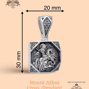 Saint George Pendant • 925 Sterling Silver Orthodox Medal • Slaying the Dragon • Handmade & Blessed in Greece