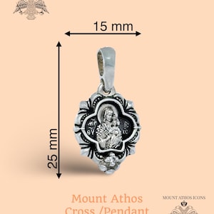 Virgin Mary • Christ Pendant • 925 Sterling Silver Icon • Orthodox Charm with Zircon Stone • Handmade & Blessed in Mount Athos