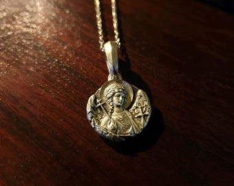 Handmade Archangel Michael Pendant - Sterling Silver Orthodox Medal