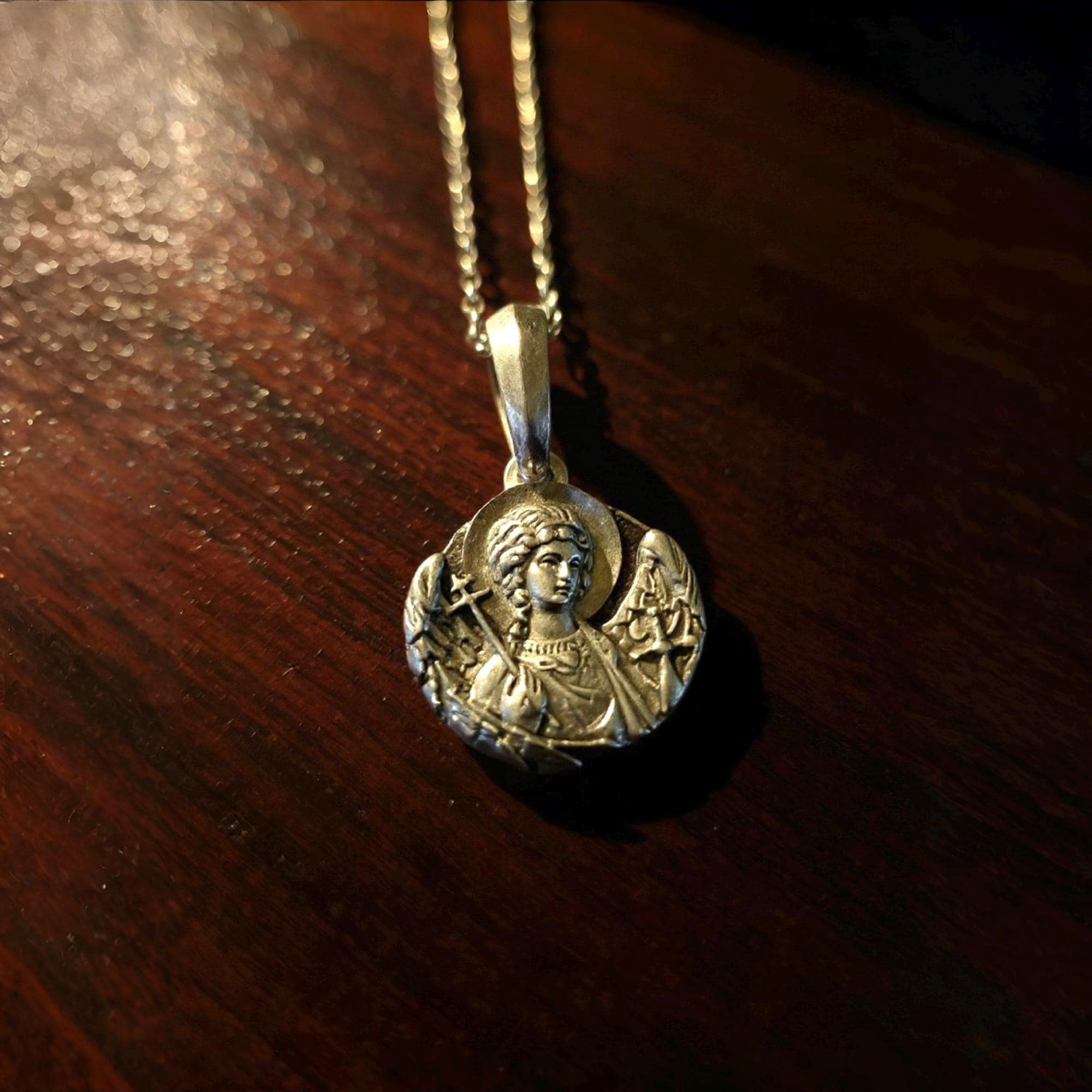 Pendentif La Vierge De Kazan - Bijou Chrétien Orthodoxe - Or Rose, Laiton, Rouge