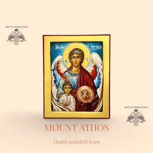 Angel of the Lord Icon – Handmade Byzantine Orthodox Icon – 22K Gold – Greek Sacred Art – Guardian Messenger – Spiritual Gift
