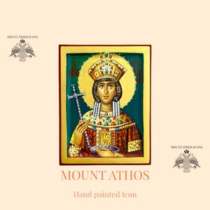 Saint Helen Icon – Mother of Emperor Constantine – Hand-Painted Orthodox Icon – 22K Gold Leaf – Byzantine Mount Athos Style