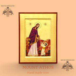 Handmade 'First Steps of Jesus' Icon: 22K Gold Byzantine Art