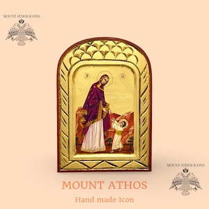 First Steps of Jesus • Handmade Orthodox Icon • Byzantine Art • 22K Gold • Carved Wood • Greek Christian Gift • Sacred Icon