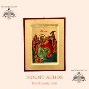 Prophet Elijah Icon Religious Gift Mount Athos Gift Icon With Gold 24K Byzantine Art, Orthodox Icon / Greek / Handmade