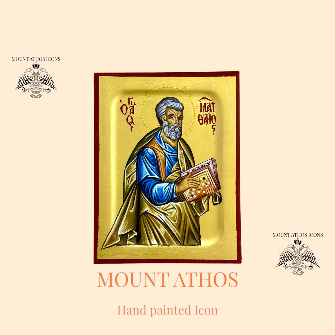 Apostle Matthew Hand Painted Icon Religious Gift Mount Athos Gift Icon ...
