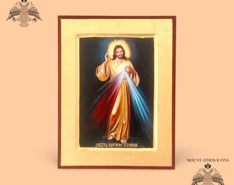 キリストの変容イコン：22Kゴールドの手描きビザンチン美術