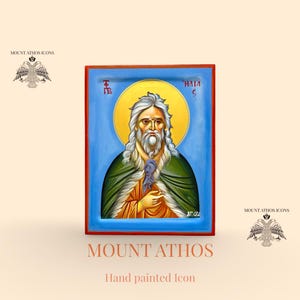 Orthodox Icon of Prophet Elijah • Hand-painted Byzantine Icon • 22K Gold • Spiritual Firebearer • Greek Christian Art • Mount Athos Style