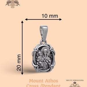 Theotokos Orthodox Pendant • 925 Sterling Silver Virgin Mary Charm • Handmade Icon Necklace • Prayer Back • Blessed Gift from Greece