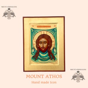 Handgemachte Heilige Mandylion Ikone: Byzantinische Ikonen, 24K Gold