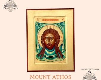 Holy Mandylion Icon: Byzantine Face of Christ, 22K Gold Leaf Orthodox Art