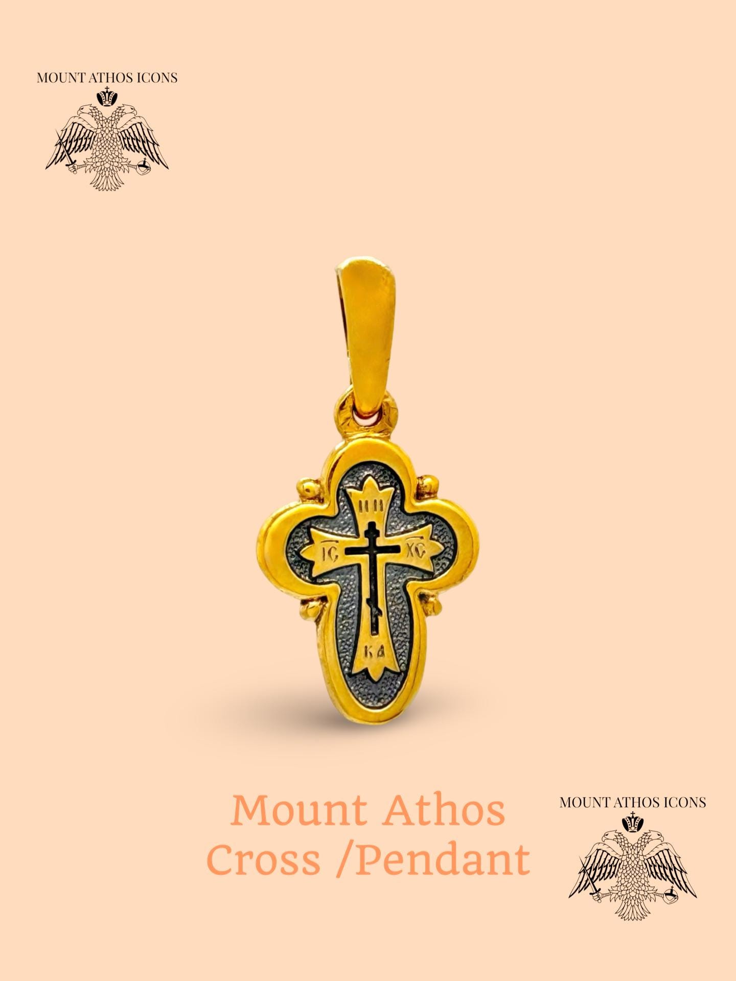 Orthodox Cross Pendant – 24K Gold Plated Silver – IC XC Slavonic