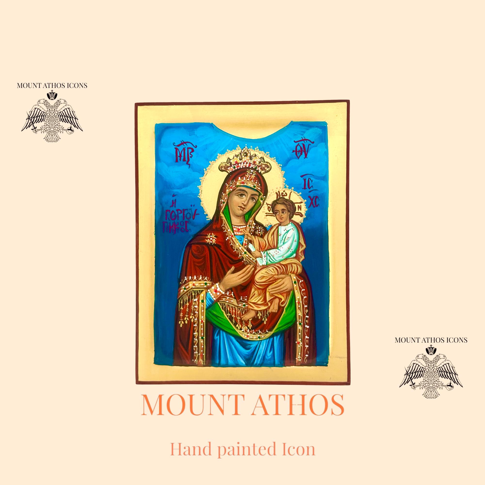Theotokos Axion Estin Hand Painted Icon Religious Gift Mount Athos Gift Icon With Gold 22K Byzantine Art, Orthodox Icon / Greek / Handmade