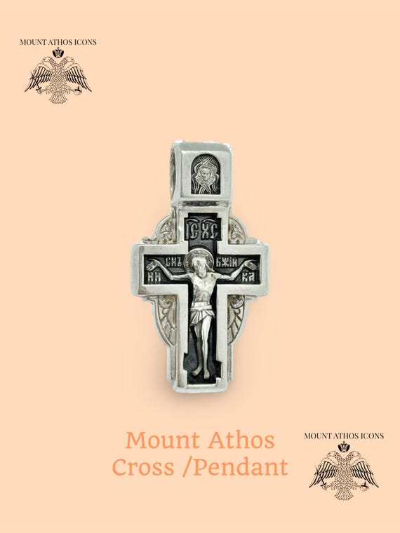 Orthodox Cross Pendant – Saint Nicholas Crucifix – Sterling