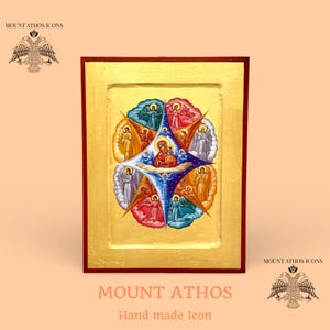 Orthodox Icon of Theotokos of the Burning Bush – Handmade Byzantine Art – 22K Gold Leaf – Mount Athos Gift
