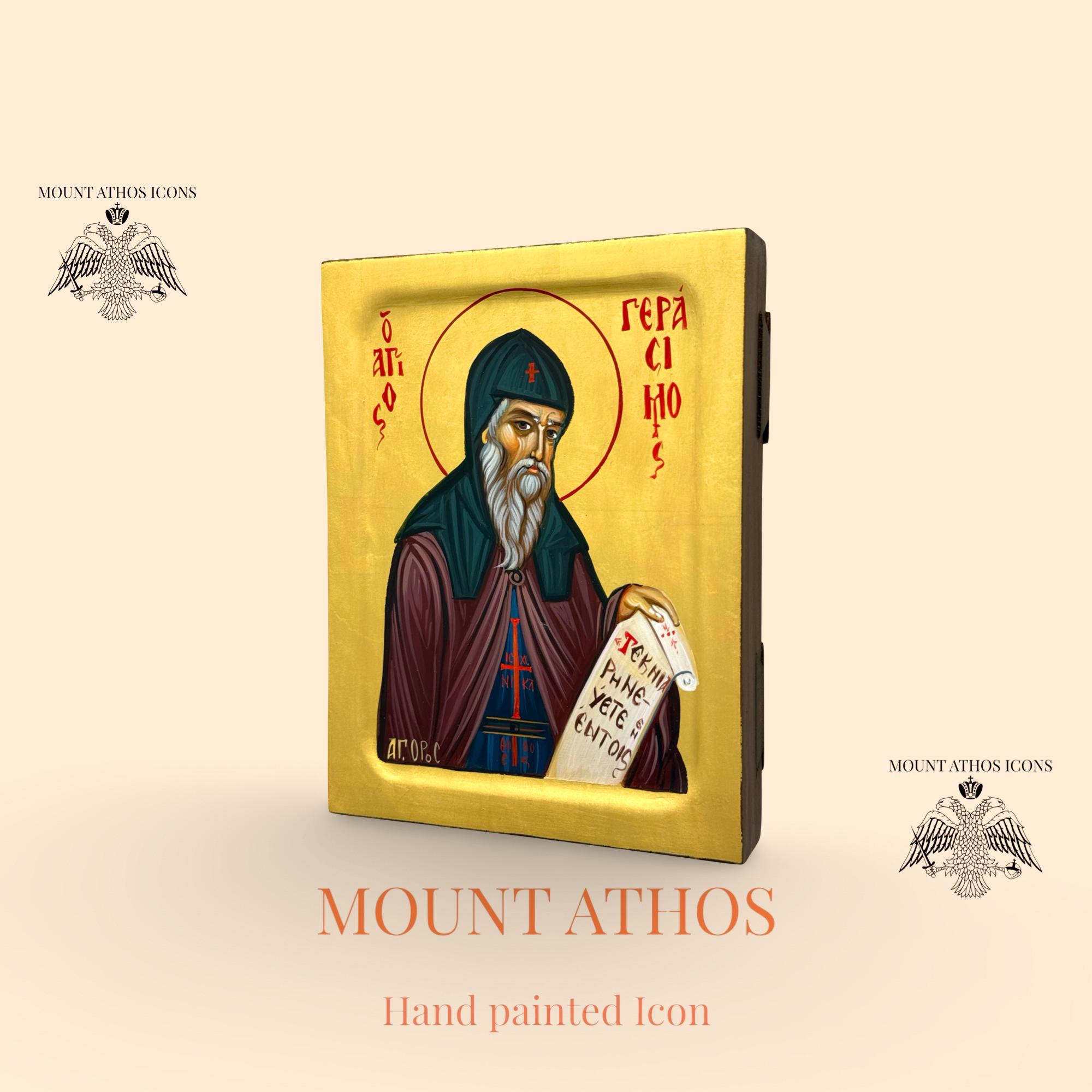 Saint Gerasimos Icon: Hand-painted Byzantine Art With 22K Gold