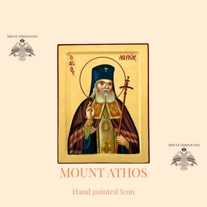 Saint Luke Archbishop Hand Painted Icon Religious Gift Mount Athos Gift Icon With Gold 22K Byzantine Art, Orthodox Icon / Greek / Handmade