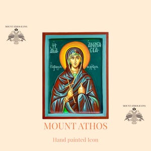 Saint Anastasia Icon – Hand-Painted Orthodox Icon – 22K Gold Leaf – Great Martyr and Healer – Deliverer from Potions – Byzantine Art