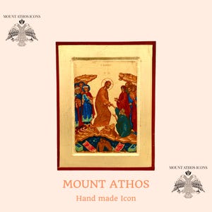 Orthodox Icon of The Resurrection of Christ – Handmade Byzantine Art – 22K Gold Leaf – Mount Athos Religious Gift