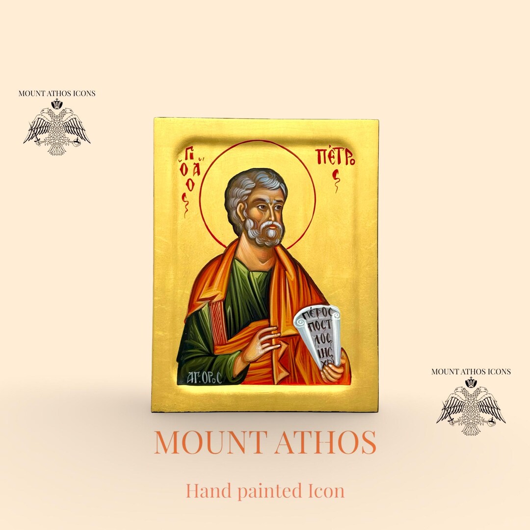 Hand-painted Saint Peter Icon • Byzantine Orthodox Art, 22K Gold - Etsy