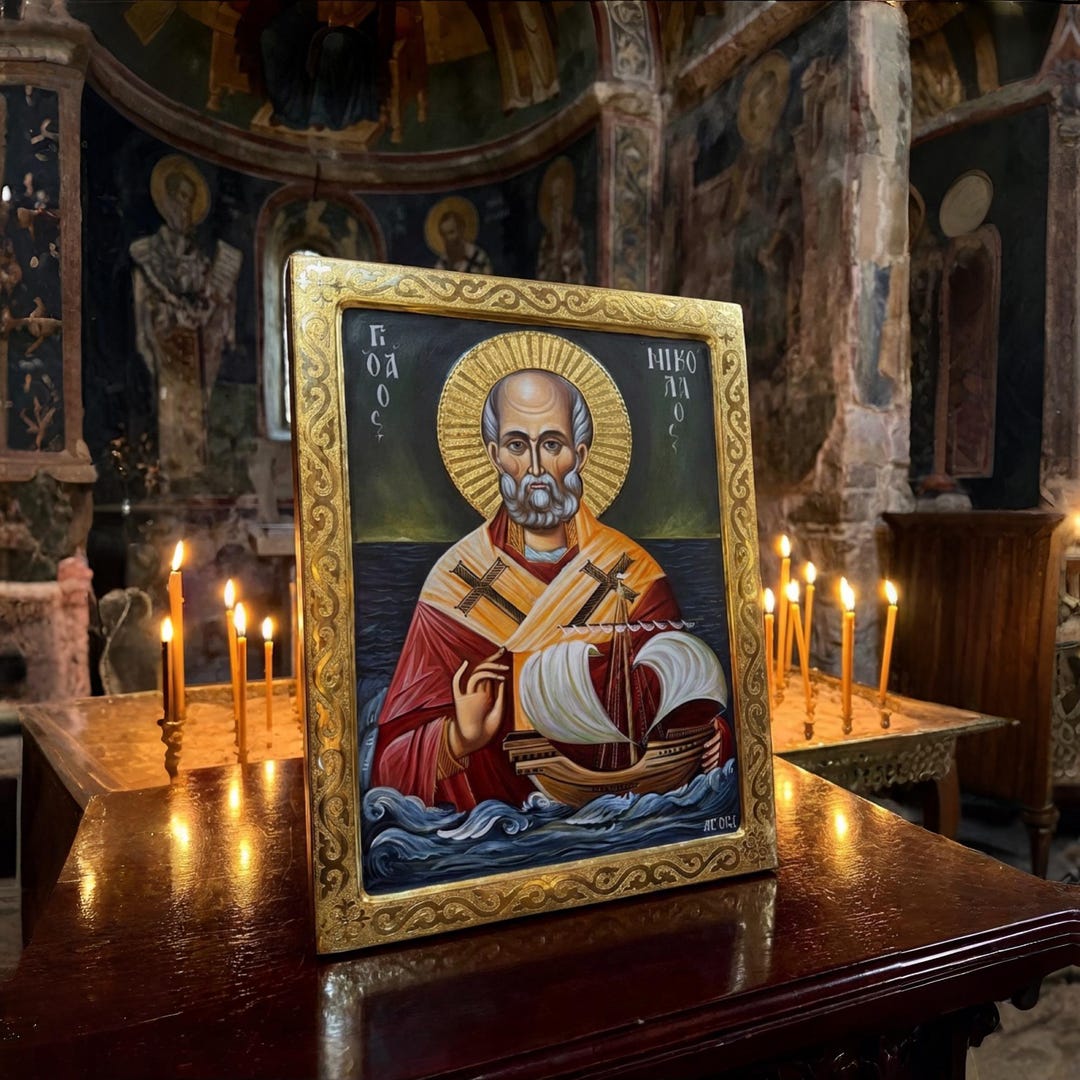 Orthodox Icon of Saint Nicholas the Miracle-worker Hand Painted ...