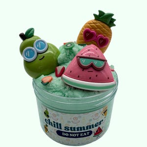 Chill Summer Strawberry Mango Scented Cloud Slime Watermelon & Pineapple Charms