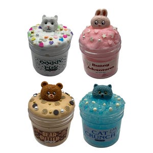 Animal Themed Slime Sampler – Cloud, Butter, Bingsu Textures (8oz Total)