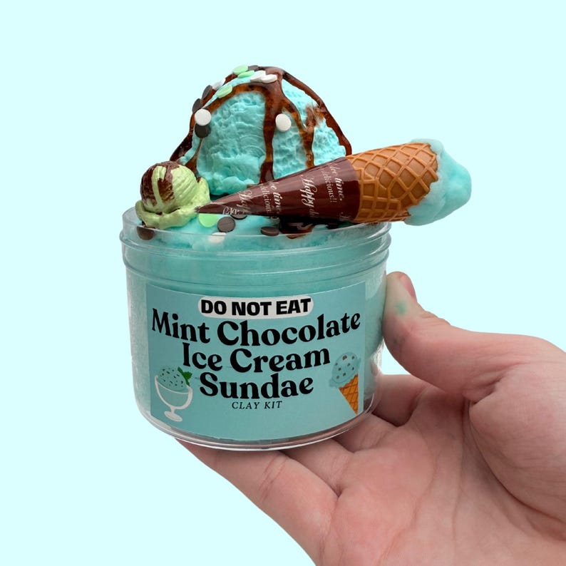 Mint Chocolate Ice Cream Sundae Clay Kit: Scented Cloud Slime - Etsy