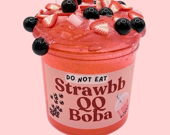 Strawberry Boba Slime: Scented Sensory Slime with Charms