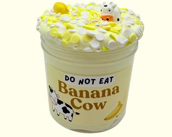 Banana Cow Slime: Vanilla Scented Glossy Slime with Charms