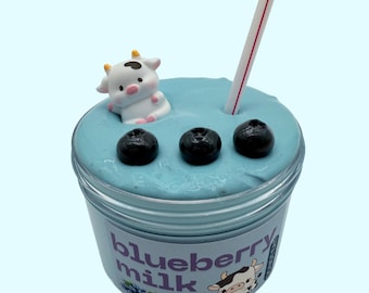 Blueberry Milk Slime: Thick Glossy Scented Slime with Charms