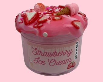 Strawberry Ice Cream Slime Kit: Butter & Clear Slime with Charms