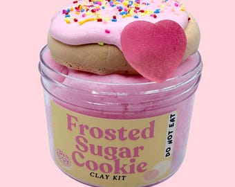 Frosted Sugar Cookie Slime Clay Kit: Cloud Dough with Pink Syrup