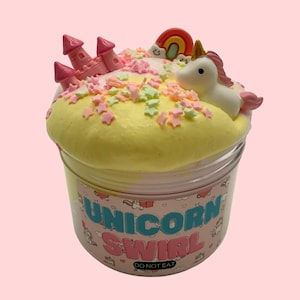 Unicorn Swirl Butter Slime: Cotton Candy Scented with Unicorn Charms