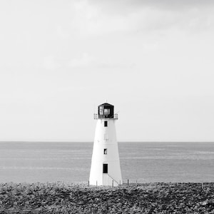 Lighthouse Photo - Black and White Miniaml Nautical Art