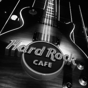 Vegas Art Hard Rock Cafe Sign Black and White Fine Art